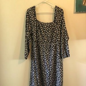 black midi dress with daisies